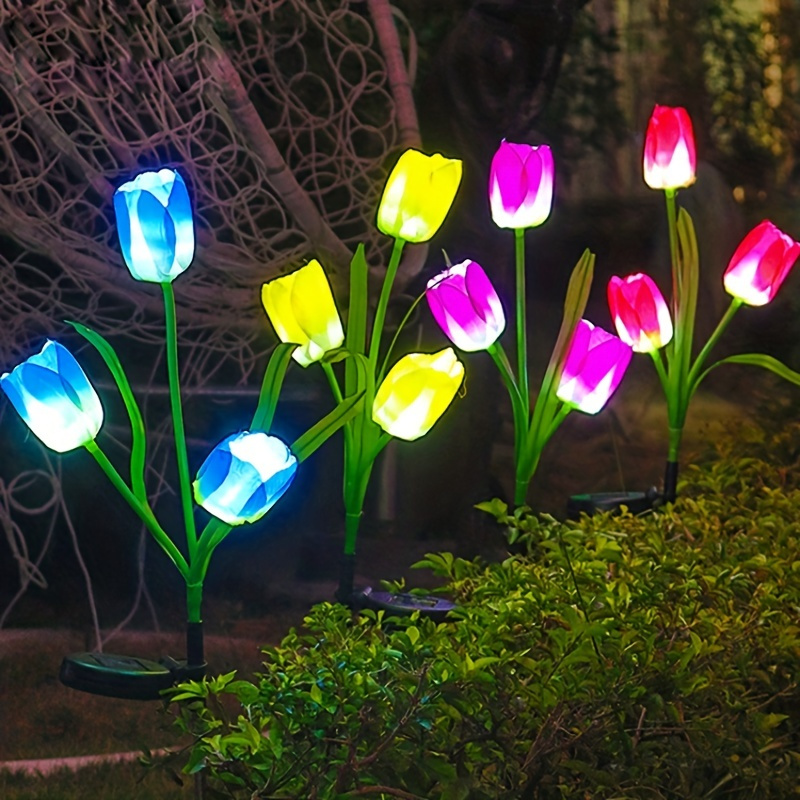 Tulipe Solaire Extérieure LED Flower Light, IP65 étanche, Lampe de