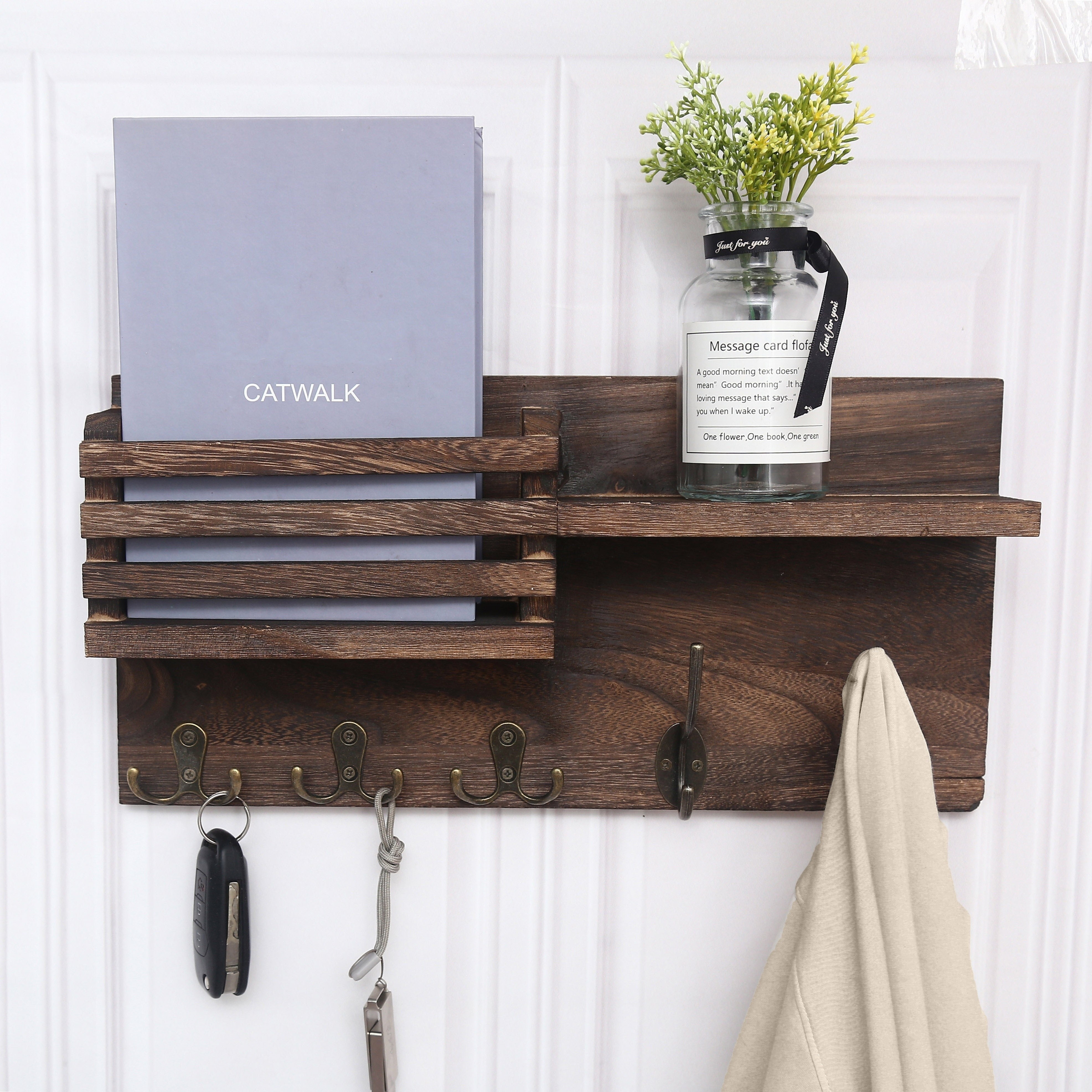 Mainetas Manufactured Wood Wall Organizer with Key Hooks