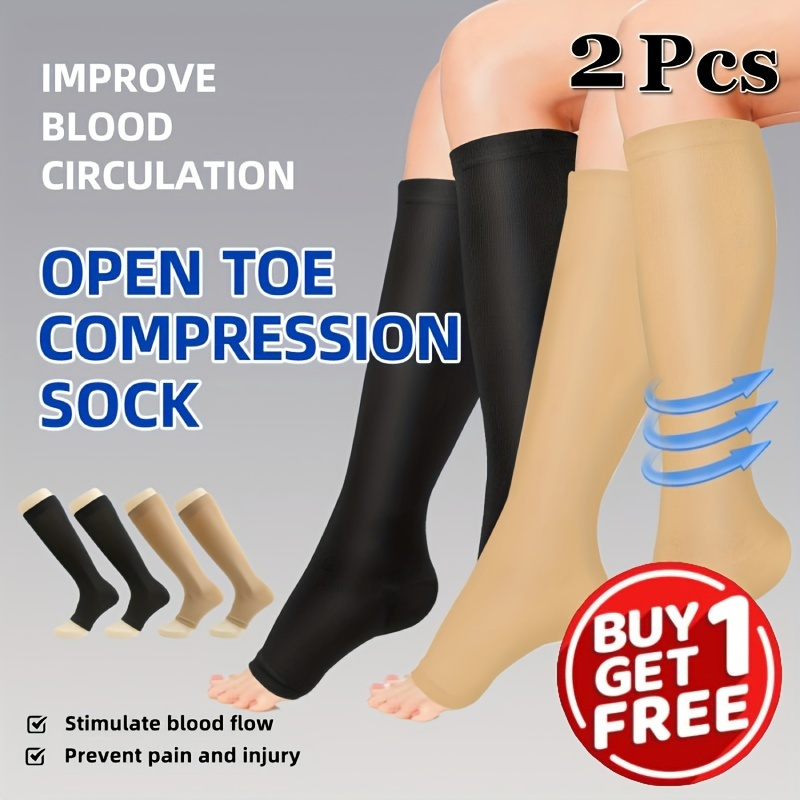 Medical Knee High Compression Stocking for Men and Women - 15-21mmHg,  Closed Toe, Plus Size, Varicose Veins Relief, Calf Sleeve Sock (S-5XL)