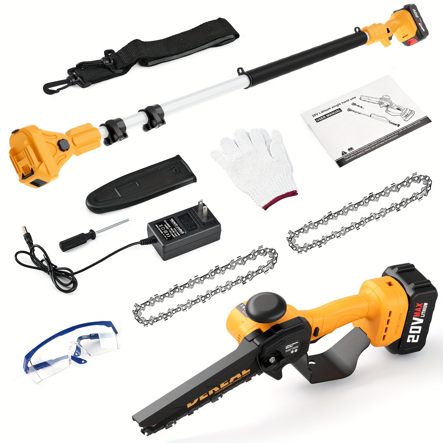 

Chainsaw 6 Inch Cordless Handheld Electric Chainsaw, Upgraded Mini Chainsaw, Tool-free Chain Adjustment