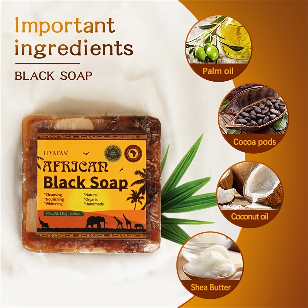 Black Soap Taches Face Bath Deep Cleansing Exfoliating Body Moisturizing Care Acne Skin Care African Soap ！