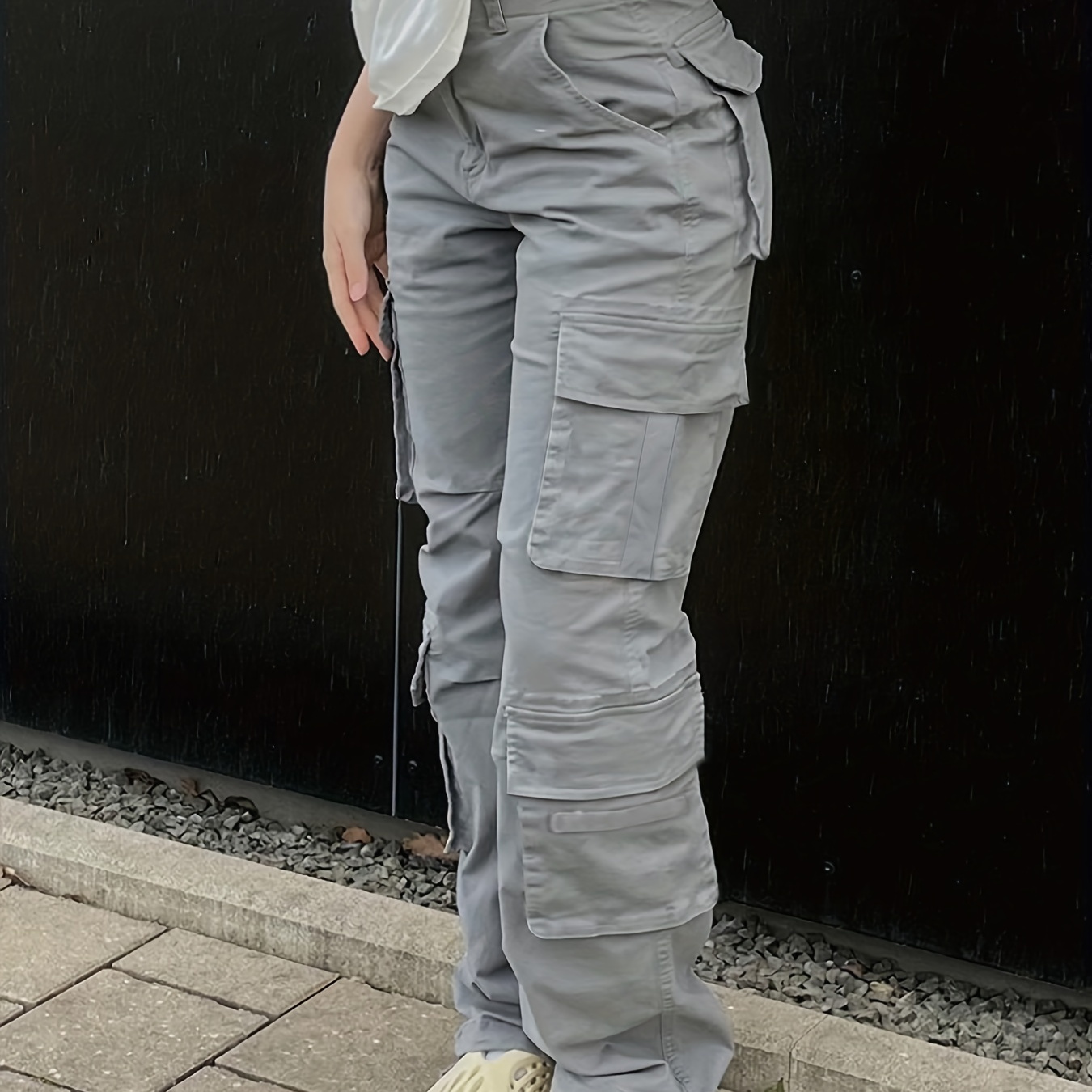Wide Legs Baggy Cargo Pants Flap Pockets Girl's Y2k Style - Temu Austria