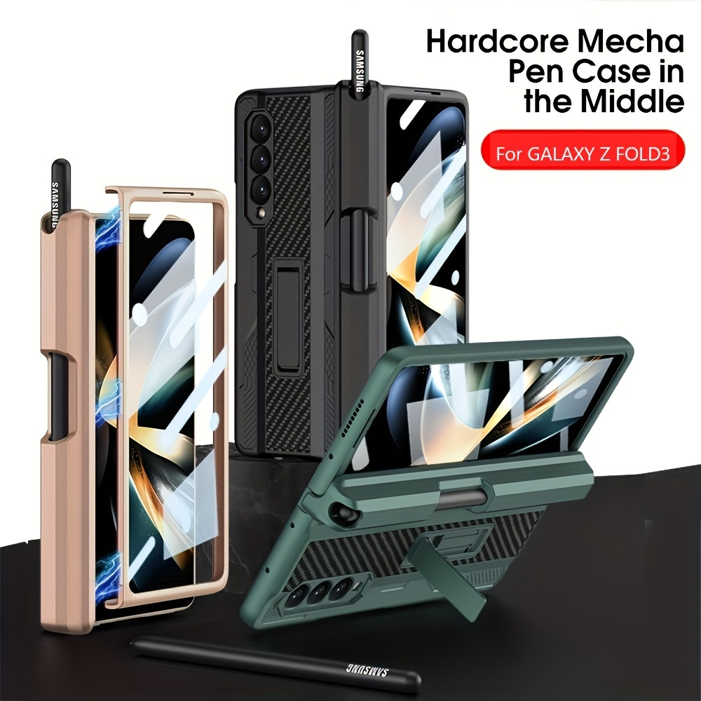 Anti-Fall Case For Samsung Galaxy Z Fold 3 Case W22 Luxury Shockproof Cover  For Samsung Fold3 Full Coverage With Pen Holder