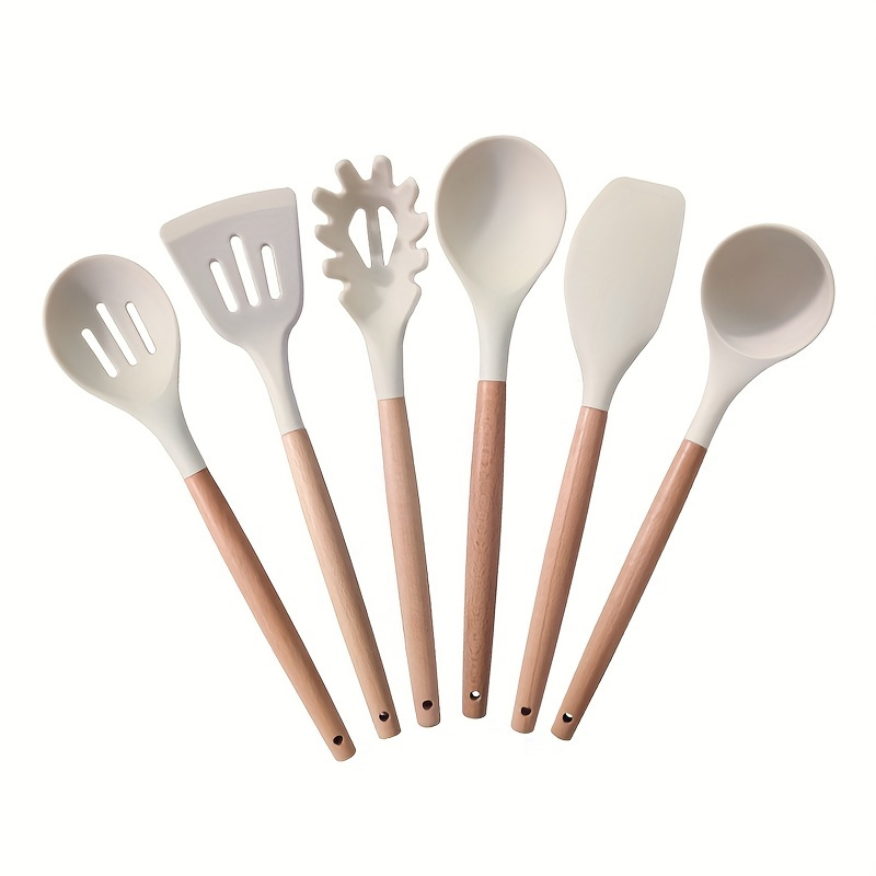 

6pcs, Non-stick Silicone Kitchen Utensil Set - Includes Cooking Turner, Spatula, Soup Spoon, Colander Spoon, Pasta Spoon - Safe And Durable Kitchen Tools For Effortless Cooking