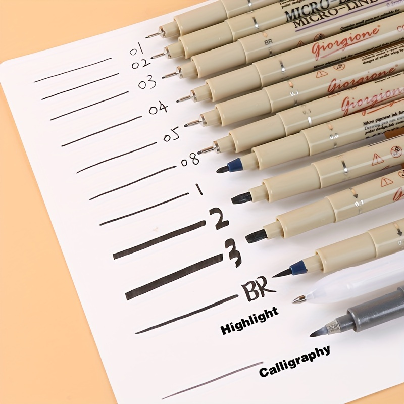 Micro Pen Fineliner Drawing Pens: 8 Sizes Fineliner Pens Pigment