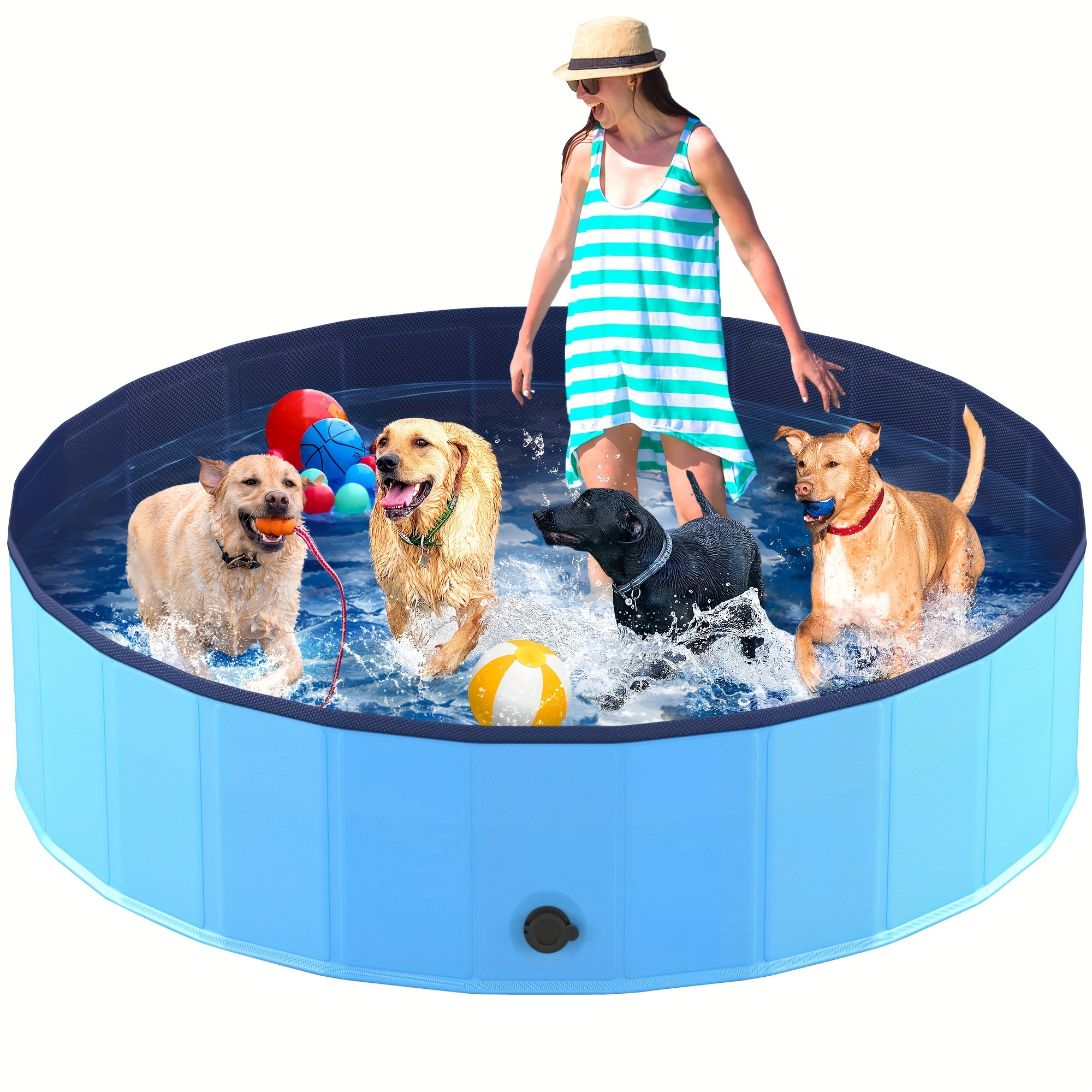 

Niubya Foldable Dog Pool, Collapsible Hard Plastic Dog Swimming Pool, Portable Bath Tub For Pets Dogs And Cats, Pet Wading Pool For Indoor And Outdoor