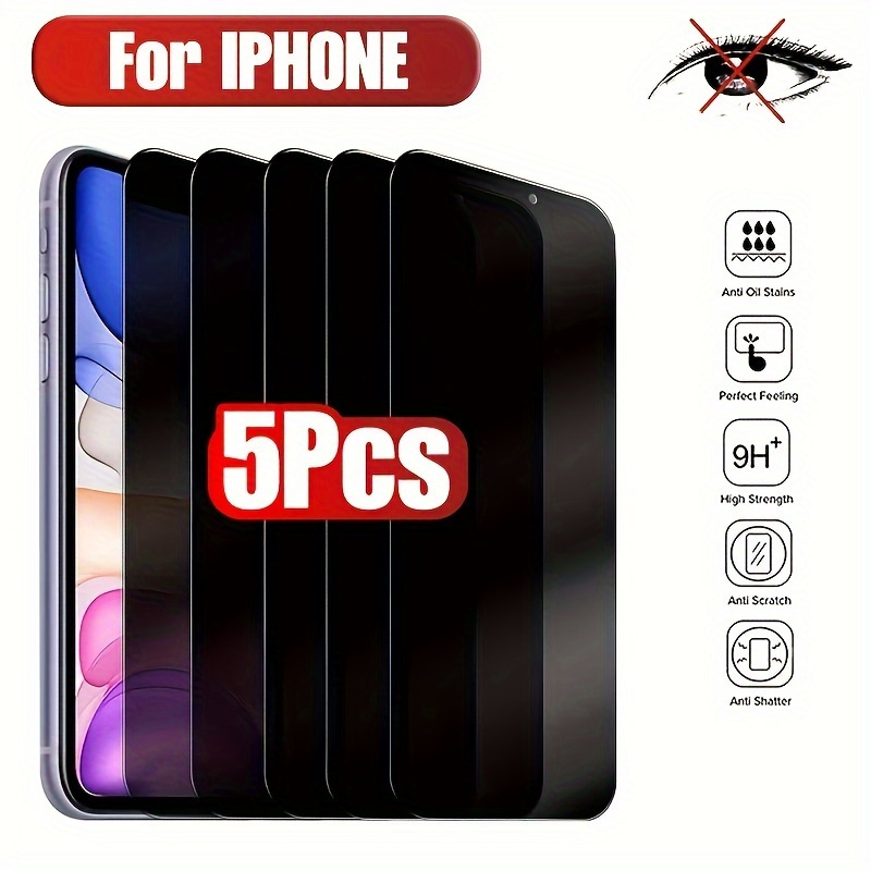 

5pcs Full Cover Privacy Protection Screen Protector For 11/ 12/ 13/ 14/ 15 Pro Max/ 14 Plus/ Xs/ X/ Xr Tempered Glass Privacy For 15 Plus