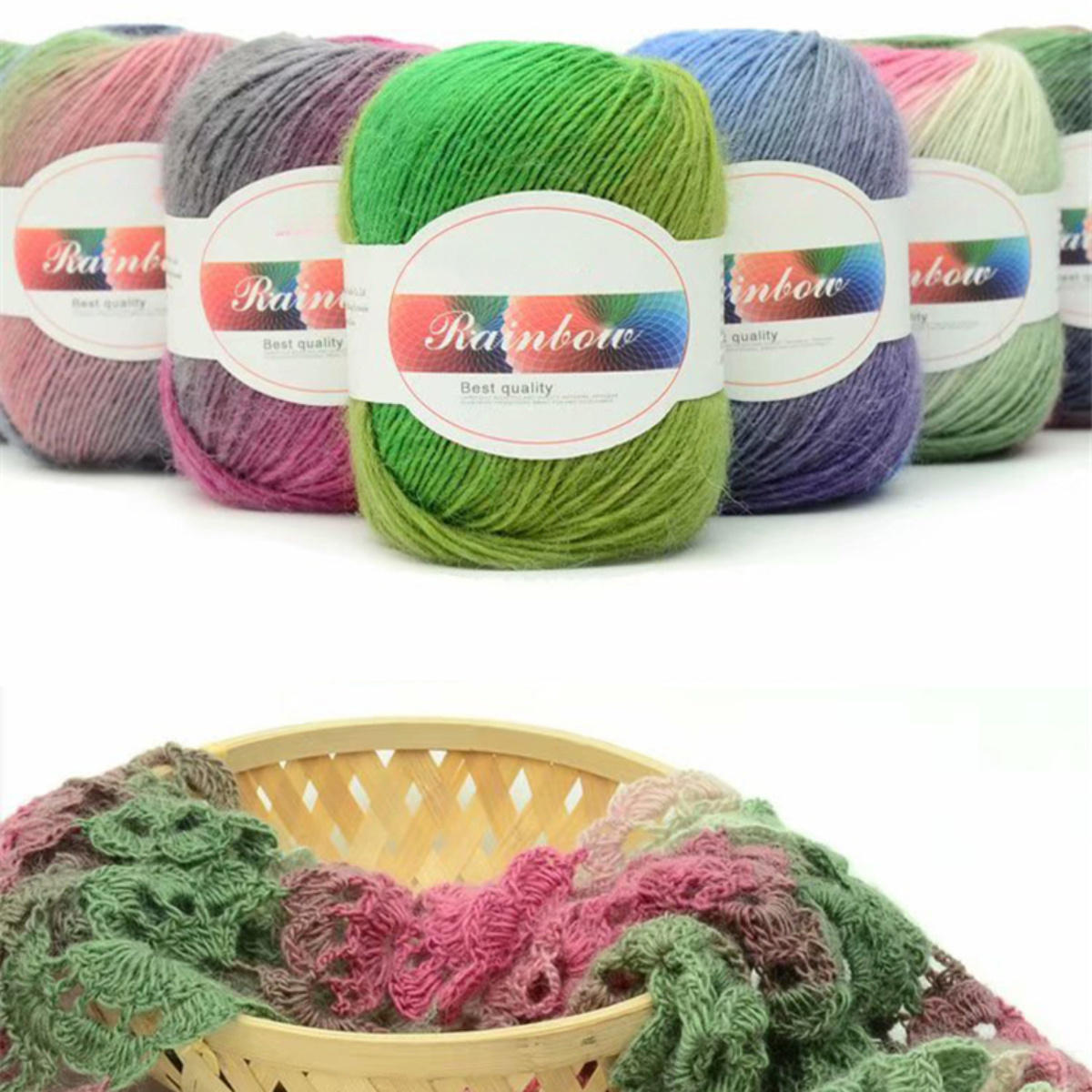 

1pc Rainbow Soft Yarn 70% Australian Wool 30% Imported Nylon Gradient Multi Color Yarn For Crocheting Knit Diy Hand Knitting Yarn 140m 50g