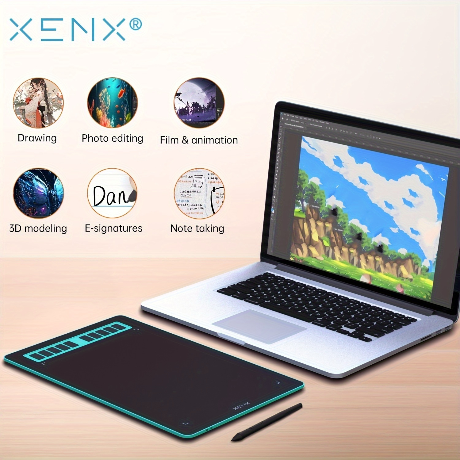 

Xenx P3-1060 Green Graphics Drawing Tablet With 8192 Pressure Sensitivity Battery-free Stylus And 10 Hot Keys, 10 X 6.22 Inches Digital Art Tablet For , Windows Pc And Android