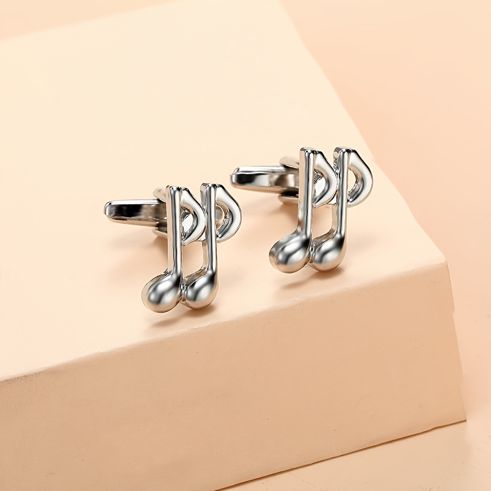 

1pair Music Instrument Note Dress Shirt Cufflinks For Men, Daily Accessories For Music Lovers