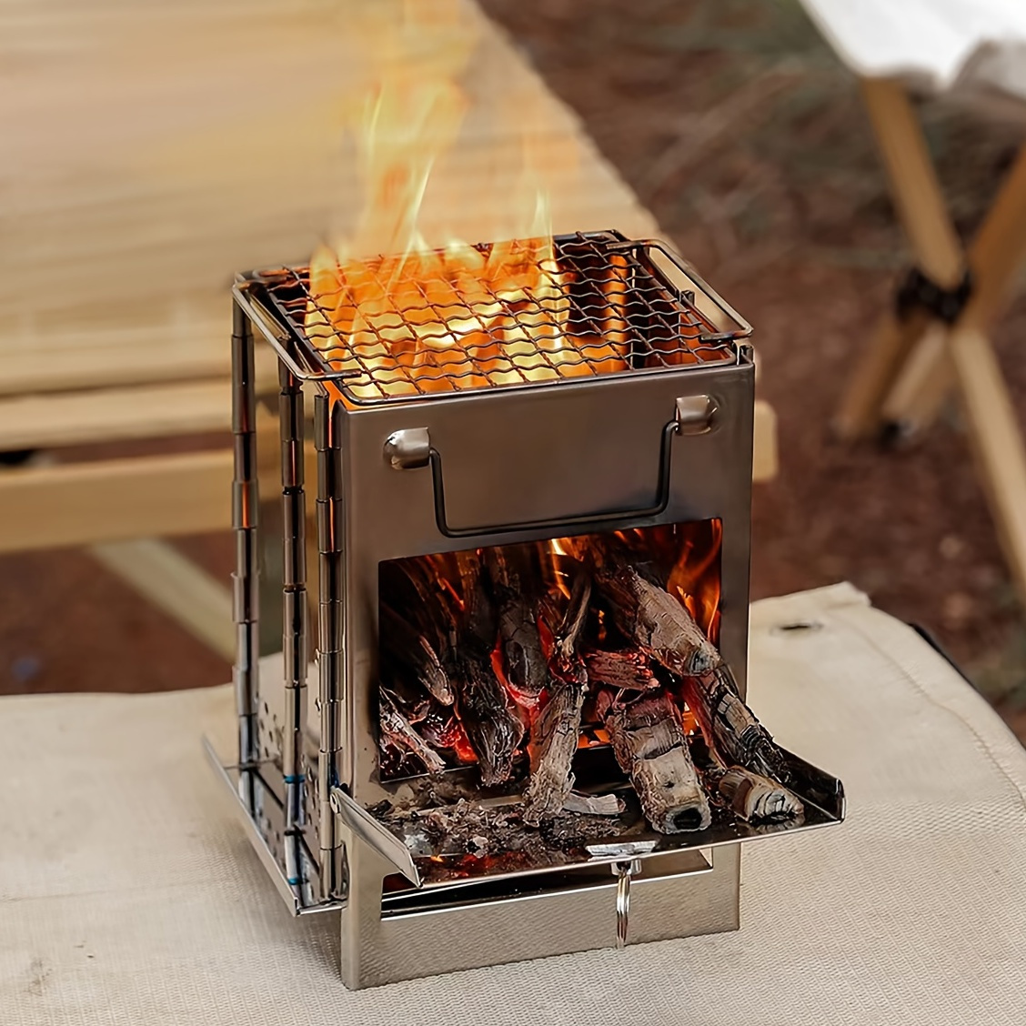 

Portable Mini Stainless Steel Firewood Stove For Camping, Picnic, And Bbq - Compact And Lightweight