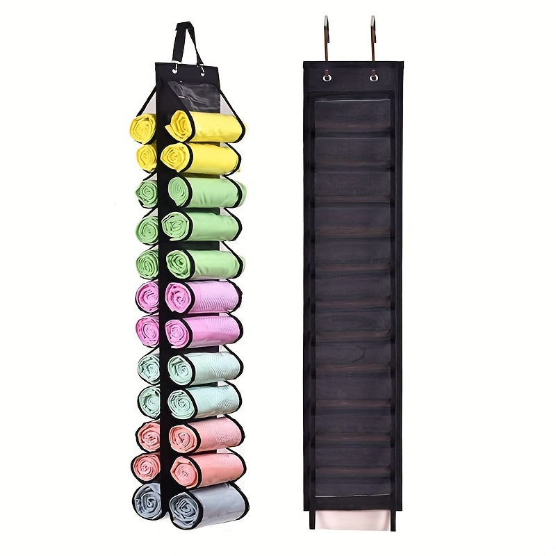

1pc Legging Storage Bag Storage Hanger Can Holds 24 Leggings Or Shirts Jeans Compartment Storage Hanger, Foldable Leggings Organizer Clothes Portable Closets Roll Holder For Clothes Shops