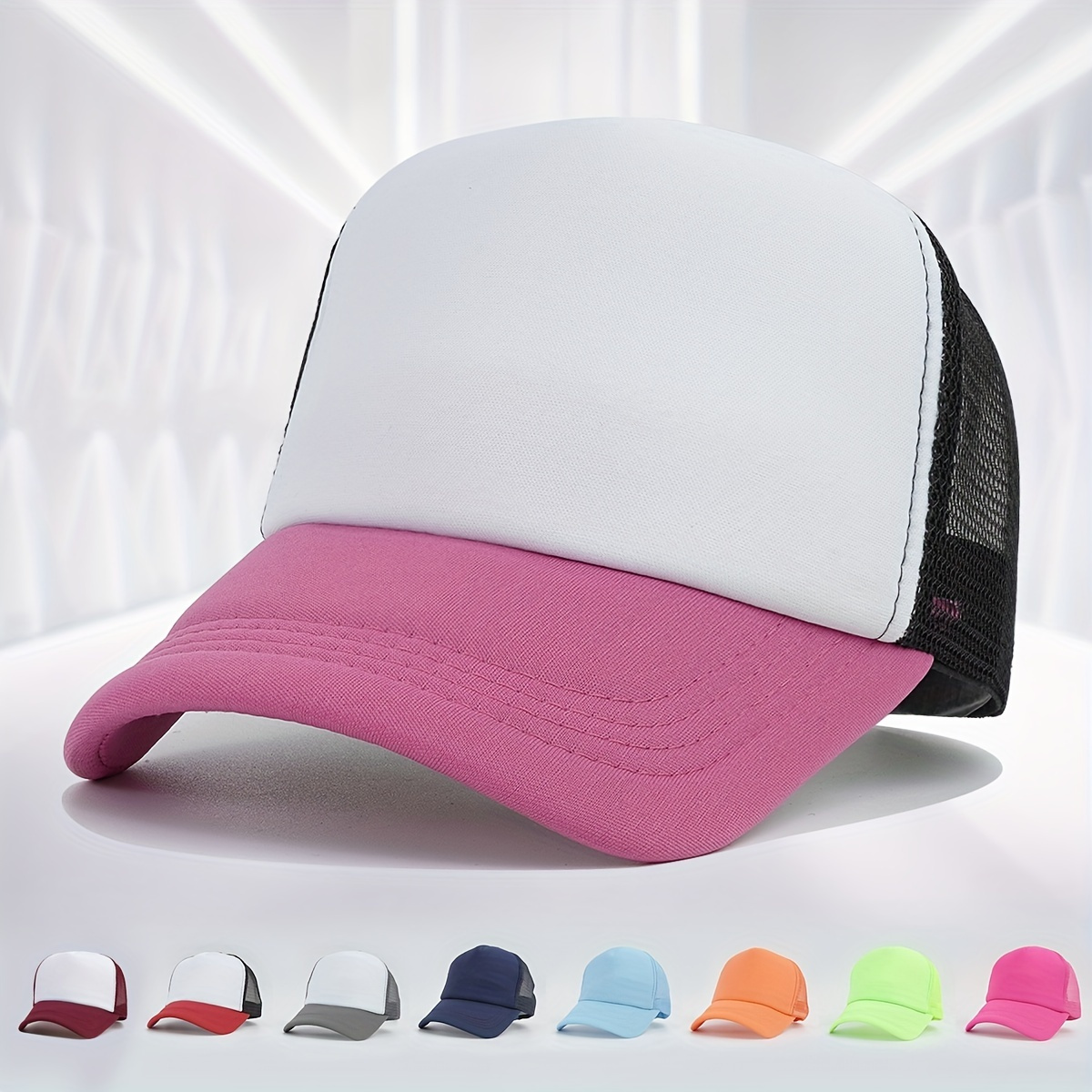

Color Block Couple Baseball Cap Trend Sunscreen Candy Color Sports Hat Mesh Breathable Trucker Hats For Women Men