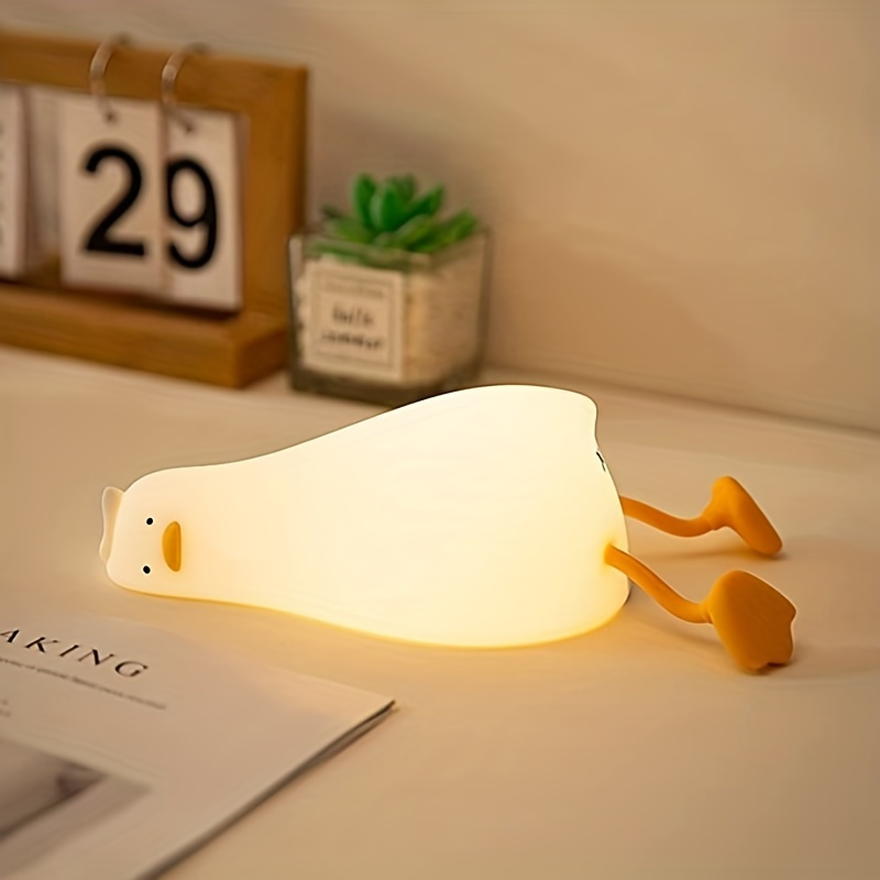 

1pc Led Duck Night Light Cute Small Lamp Night Light 3 Levels Dimmable Nursery Nightlight With Timer Silicone Squishy Duck Portable Rechargeable Touch Bedside Lamp