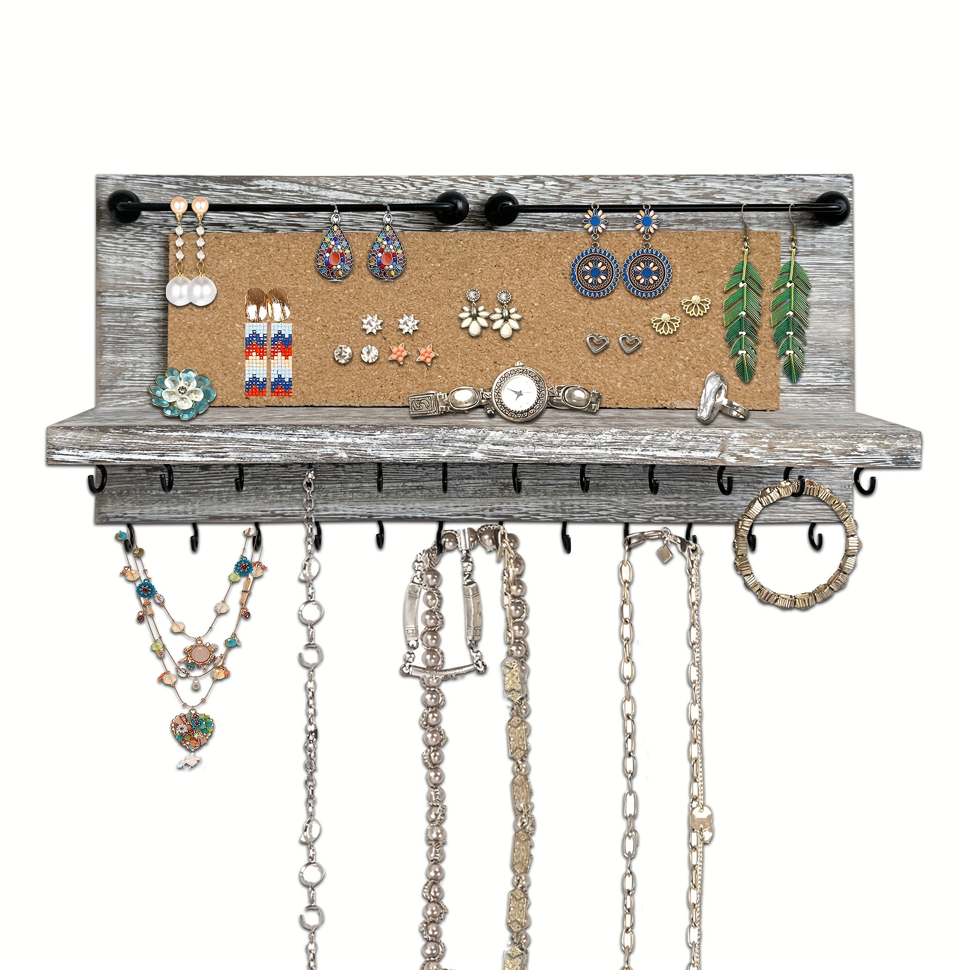  JTKDL Shabby Chic - Organizador de joyas de madera para  pendientes, collares, pulseras y otros accesorios : Ropa, Zapatos y Joyería