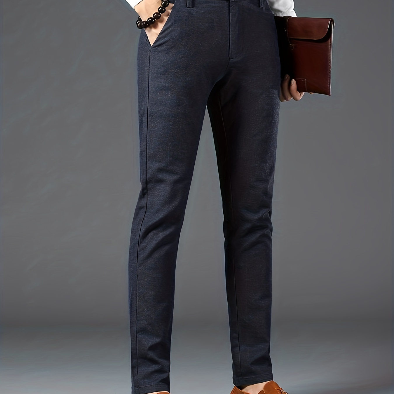 Slim Fit Plaid Slacks Men's Casual Vintage Style Slightly - Temu