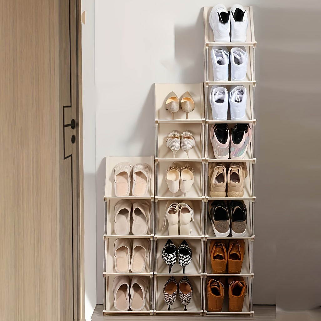 1pc Plain Shoes Storage Rack, Simple White Shoes Storage Box For Bedroom