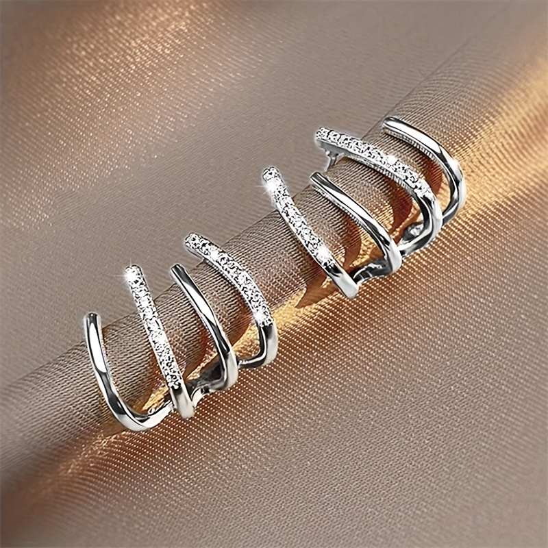 

925 Silvery Plated Shiny Claw Stud Earrings Sexy Women Jewelry