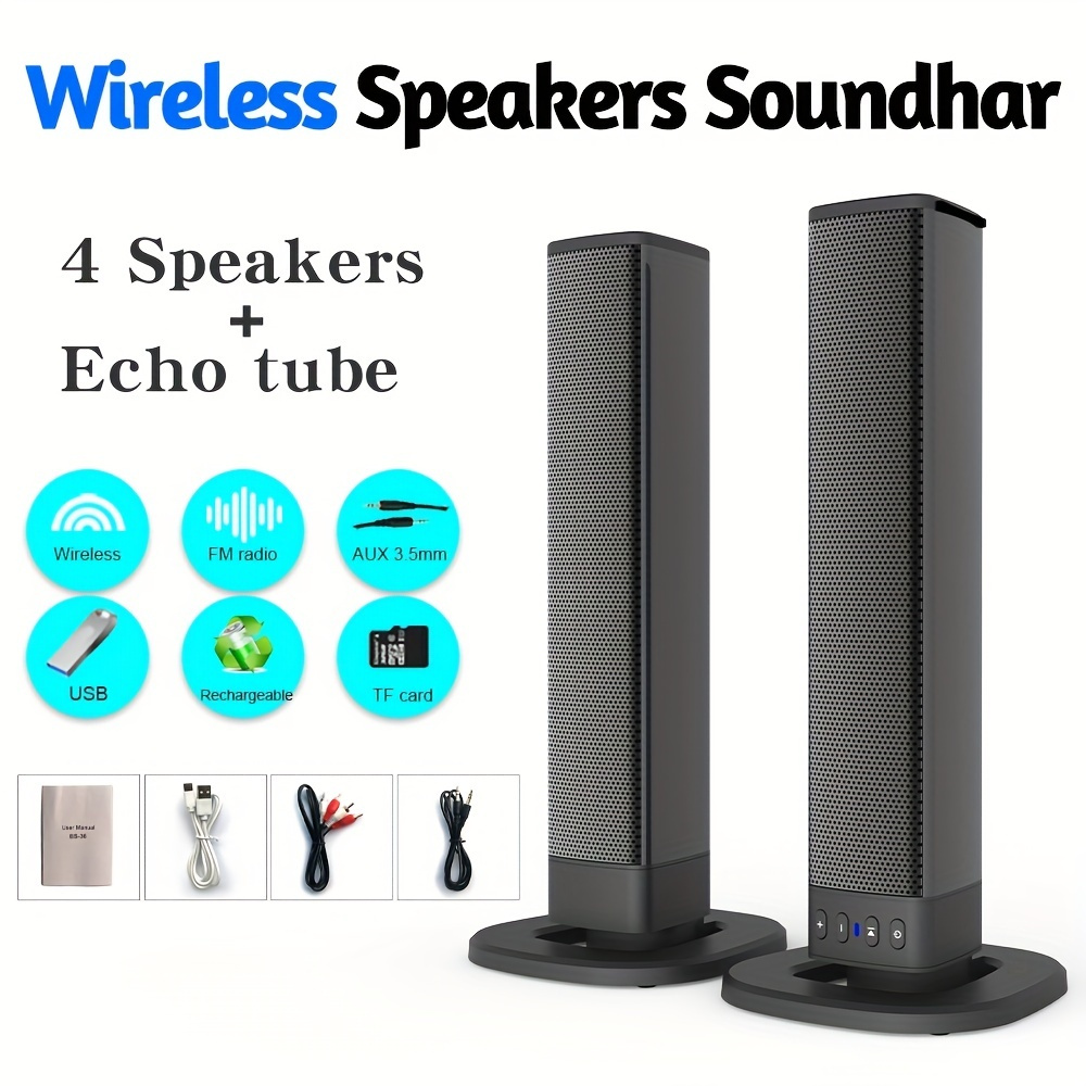 Sistema de altavoces inalámbricos con barra de sonido Bluetooth, altavoz de  sonido superpotente con cable, estéreo envolvente inalámbrico, proyector