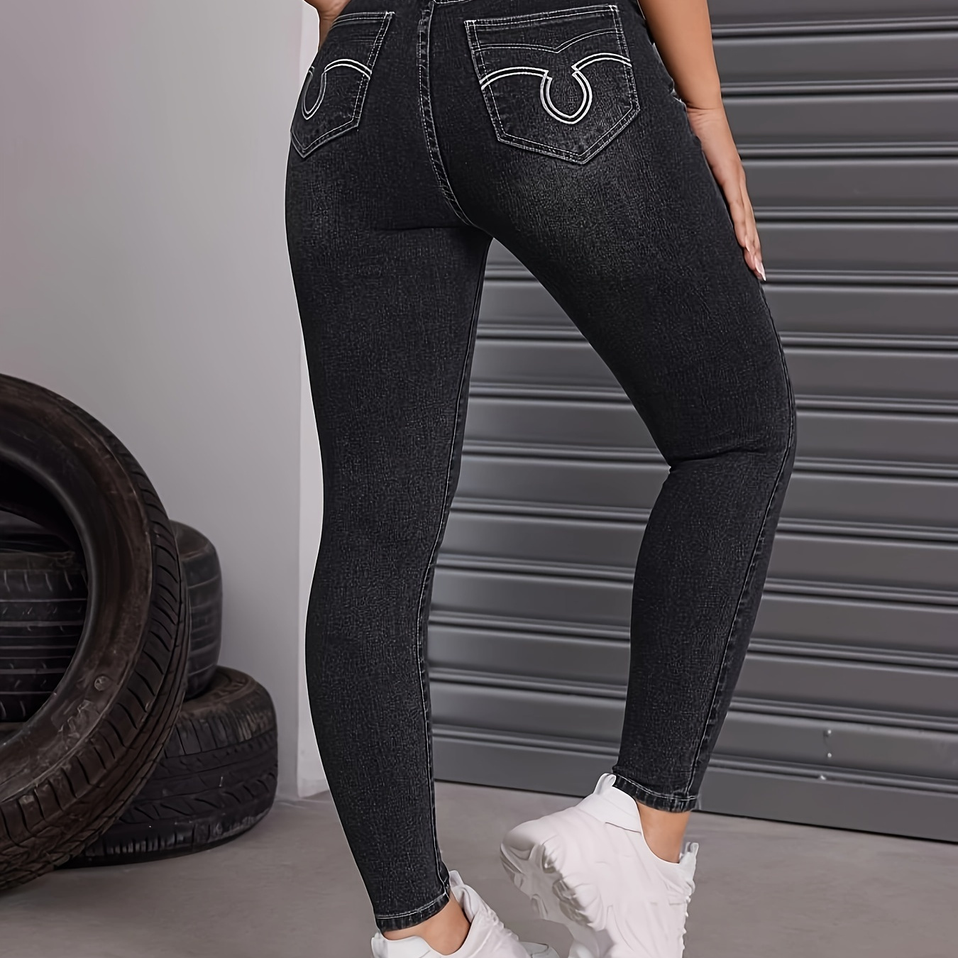 

Slim Fit Casual Skinny Jeans, High Stretch Slant Pockets Tight Jeans, Women's Denim Jeans & Clothing