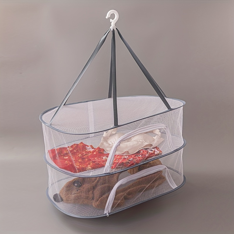 

1pc Drying Rack 1-3 Layers Folding Fish Mesh, Non-toxic Polyester Fiber Netting, Hanging Drying Fish Net, For Shrimp Fish Fruit Vegetables Herb, With Zipper