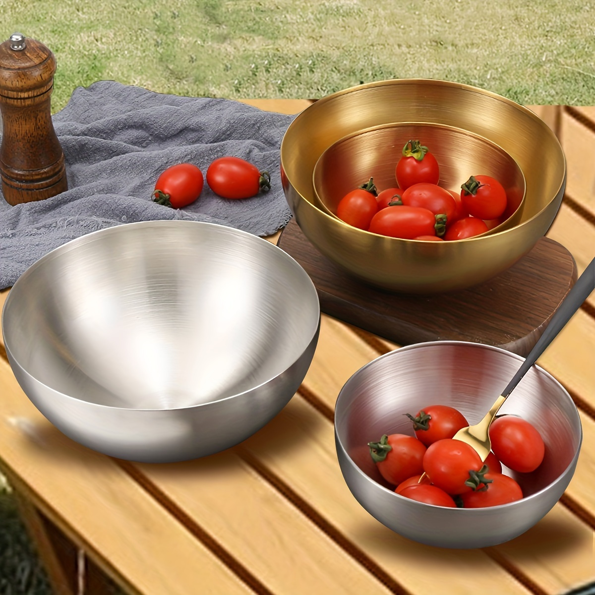 Stainless Steel Bowl Set Double-walled Insulated Metal Snack Bowls