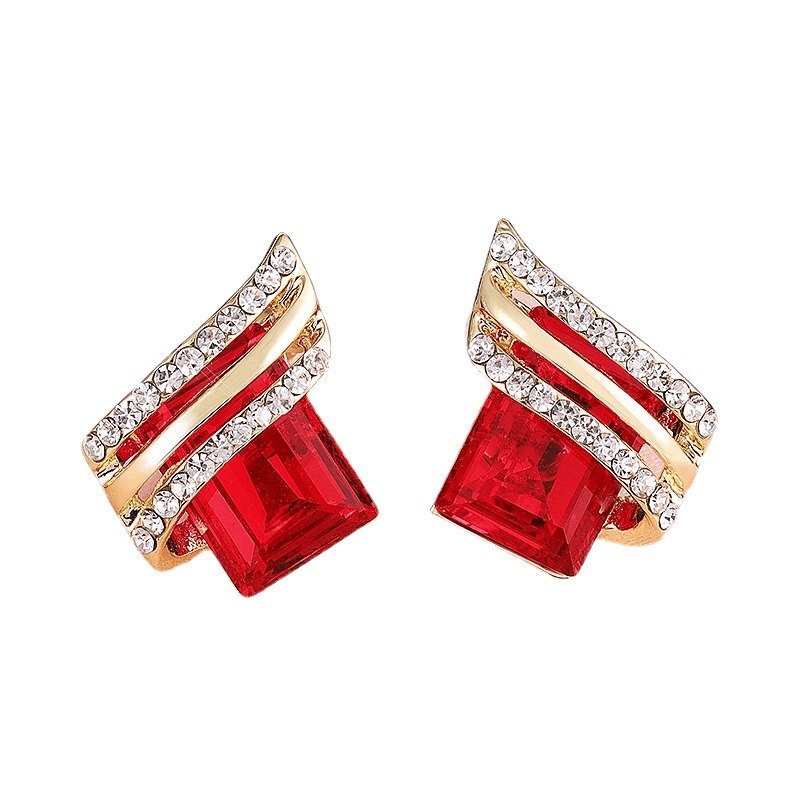 

The New Allergy Free Diamond Earrings Female Han Edition Crystal Diamond Geometric Decoration Christmas Halloween Gifts