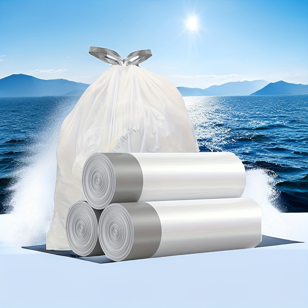 45pcs Heavy Duty Waste Bags with Convenient Carrying Strap for Kitchen and Bathroom - Strong and Tear-Resistant, Easy to Transport and Dispose of Garbage