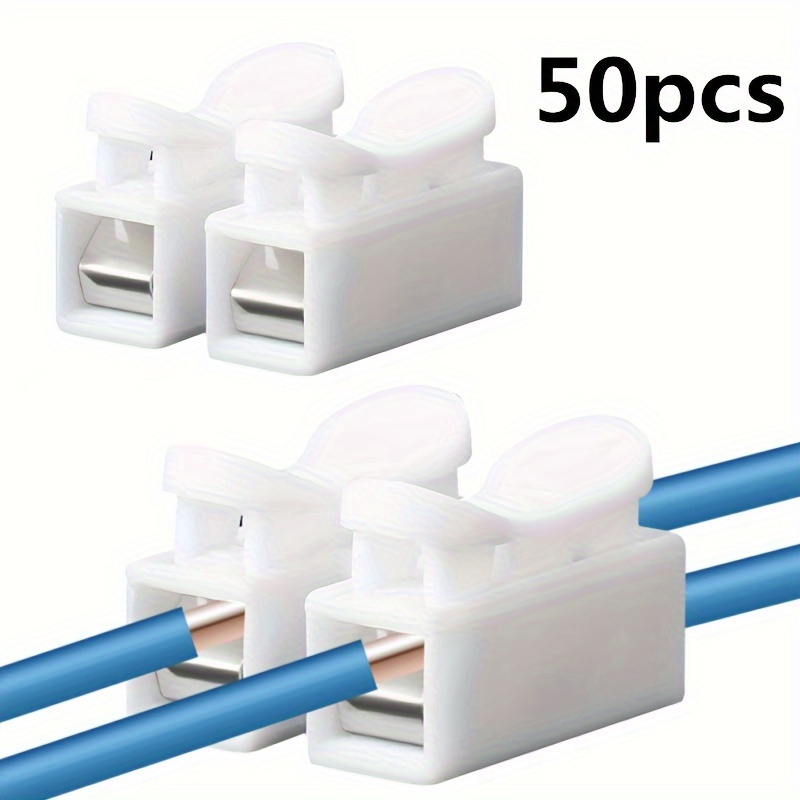 100 conectores rápidos eléctricos con resorte de 2 pines, conector de cable  rápido de empuje de 10 A 220 V, terminal de cableado blanco para