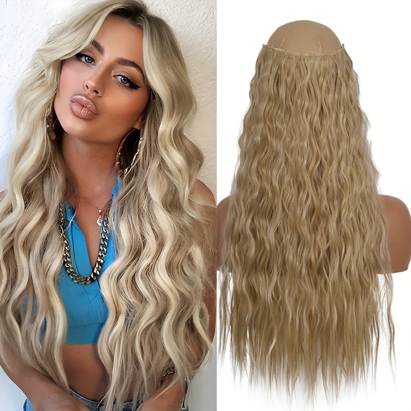 68CM Human Hair Washable Long Hair Air Bangs Big Wave Long Curly