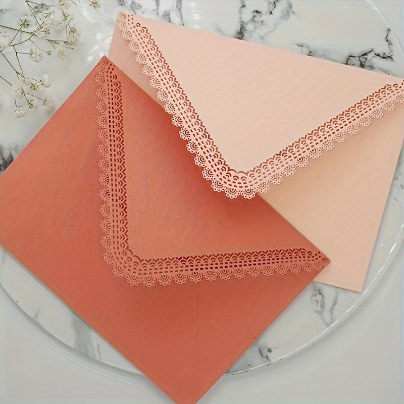 4x6 Lace Gift Card Envelopes, 5 Pcs Paper Mini Envelope, Orange