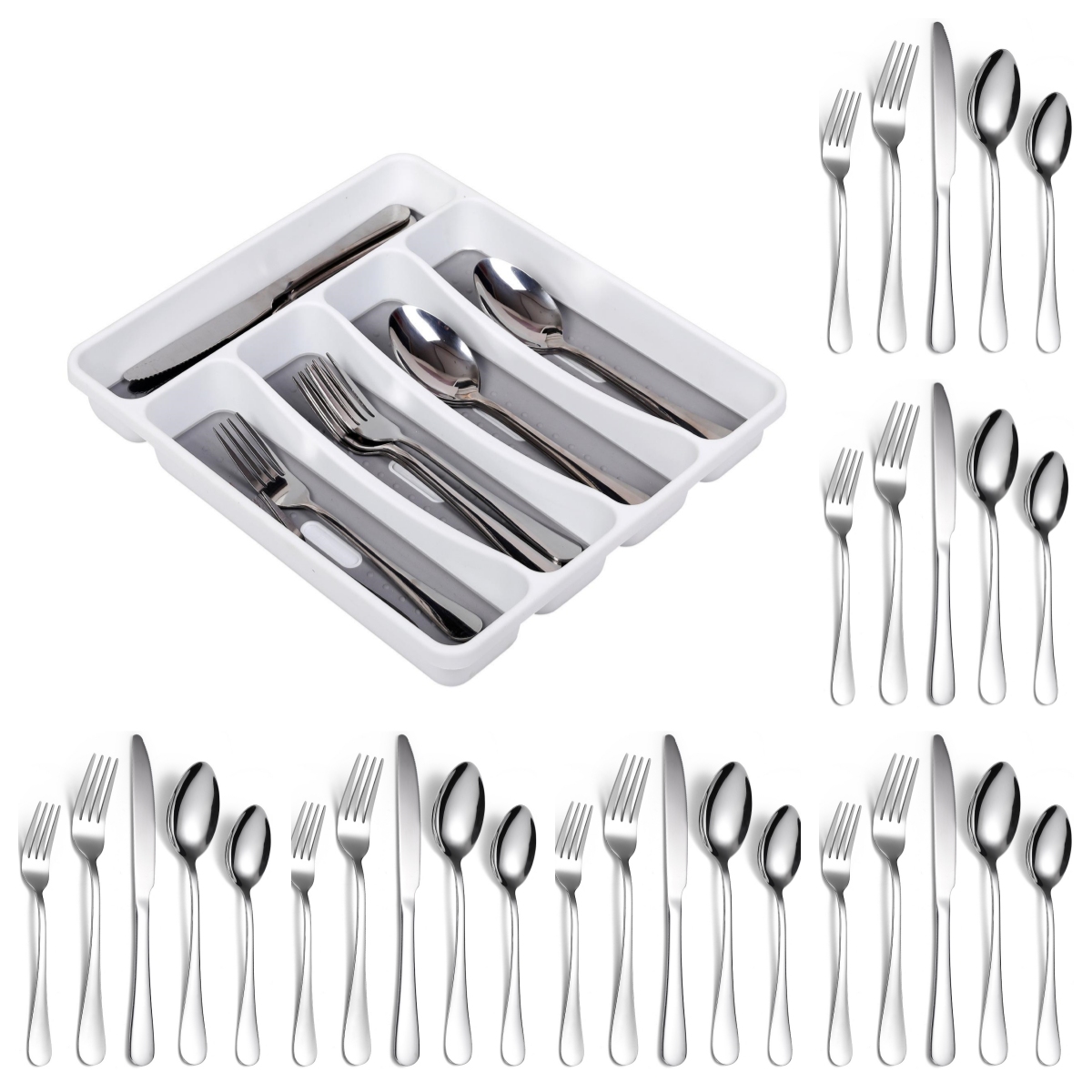  Organizador de platos de papel para encimera, organizador de  cubiertos con 6 compartimentos para platos, vasos, tenedores, cuchillos,  cucharas y servilletas, plato de papel y soporte para utensilios : Hogar y