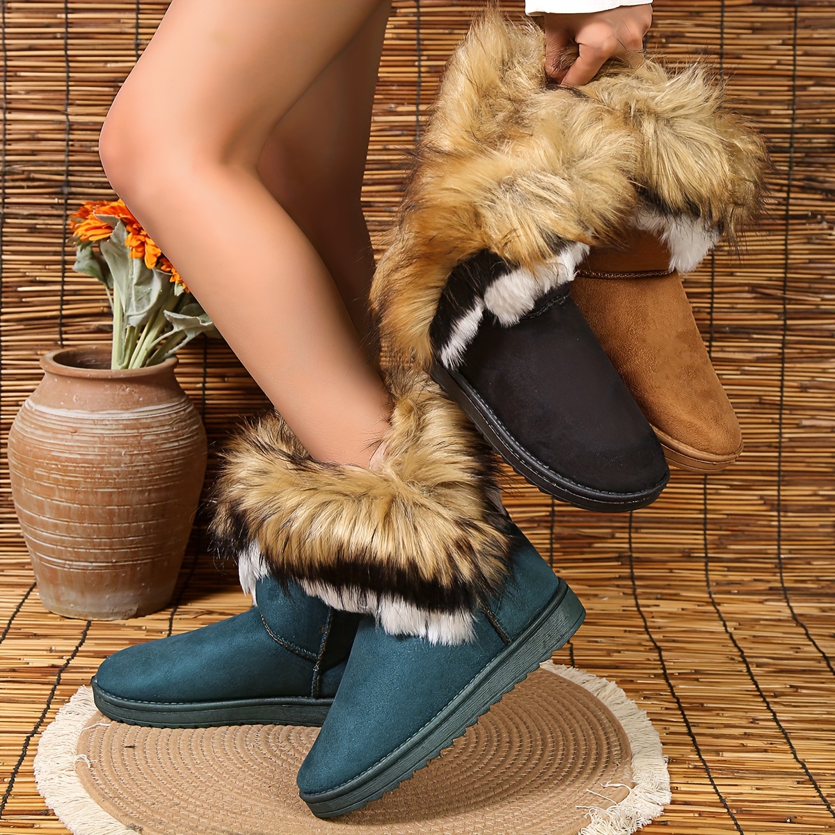 Women Fur Boots Temu