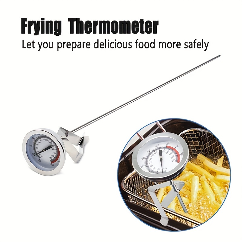 Oil Thermometer Deep Fryer Thermometer with Clip - 145 mm Stainless Steel  Deep Fry Thermometer for Frying Oil – Ideal for Temperature of Hot Oil