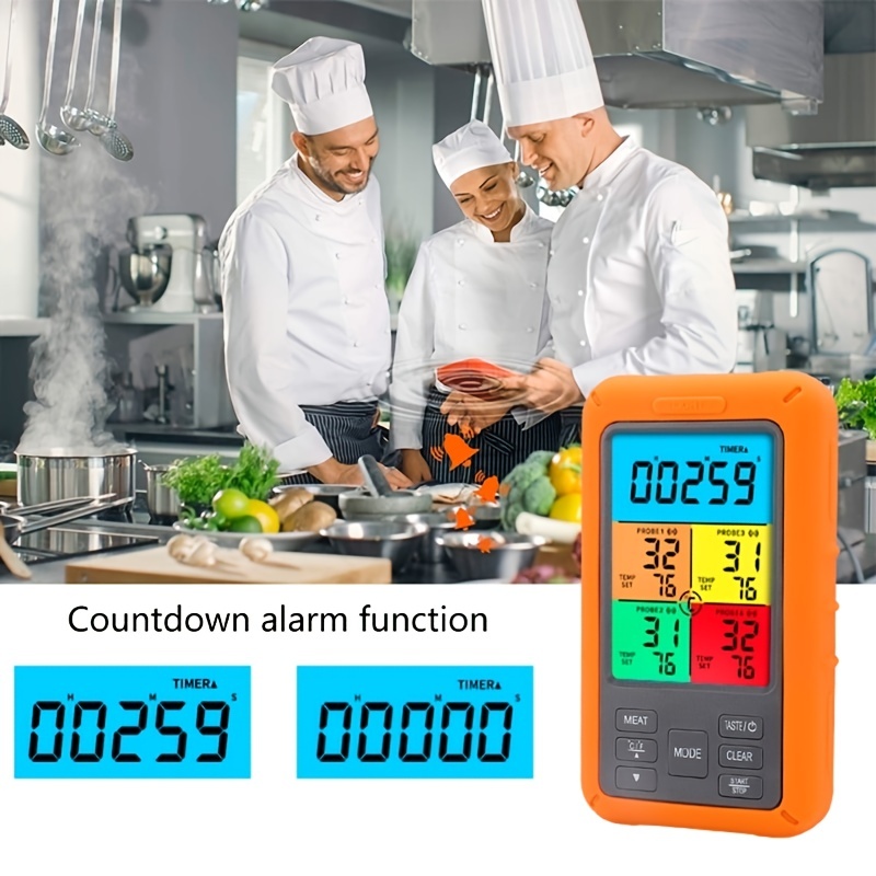 TS-TP40-B 4 Probes Digital Kitchen Oven Thermometer Timer Wireless