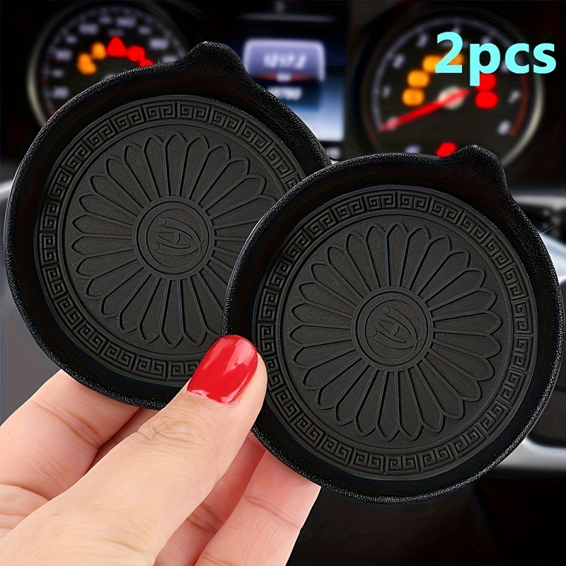 Car Coasters Black White Print Design A Finger Notch For - Temu