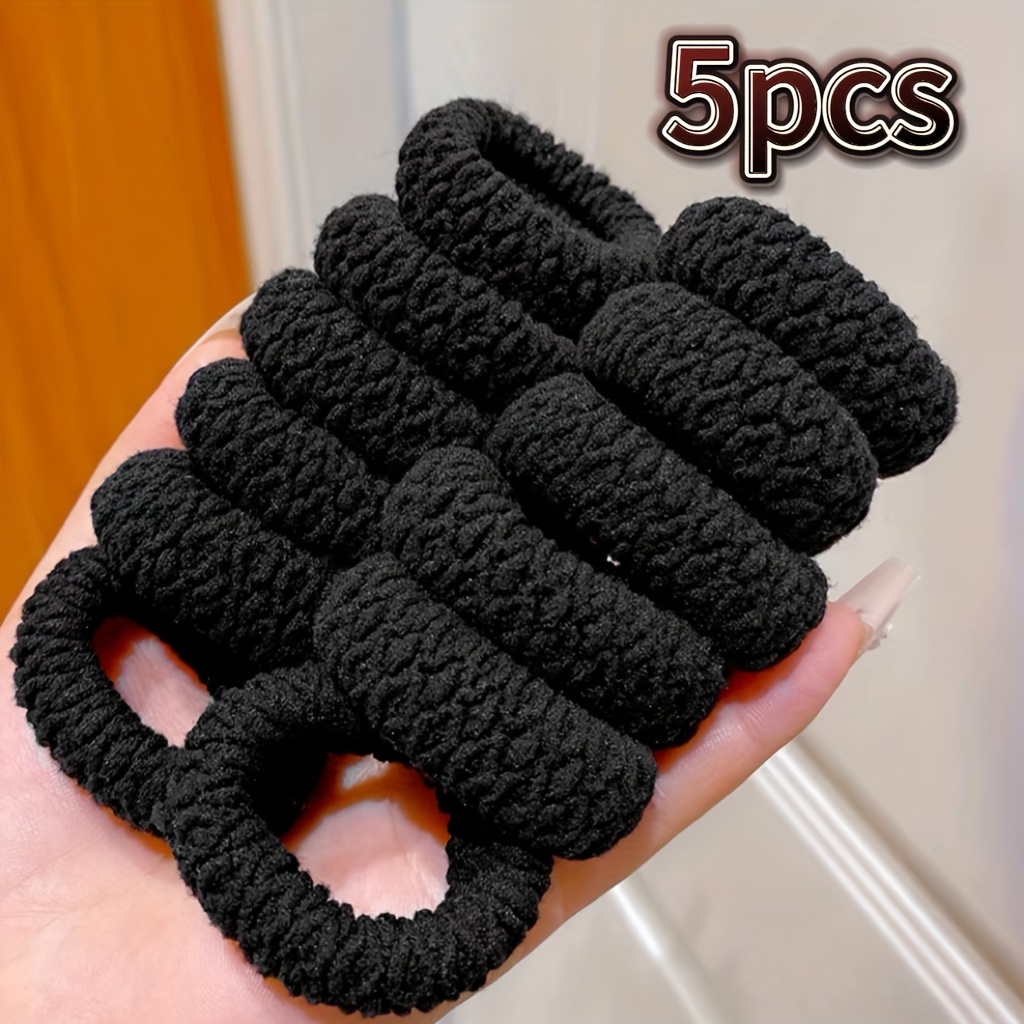 Black Elastic Hair Ties - Temu Canada