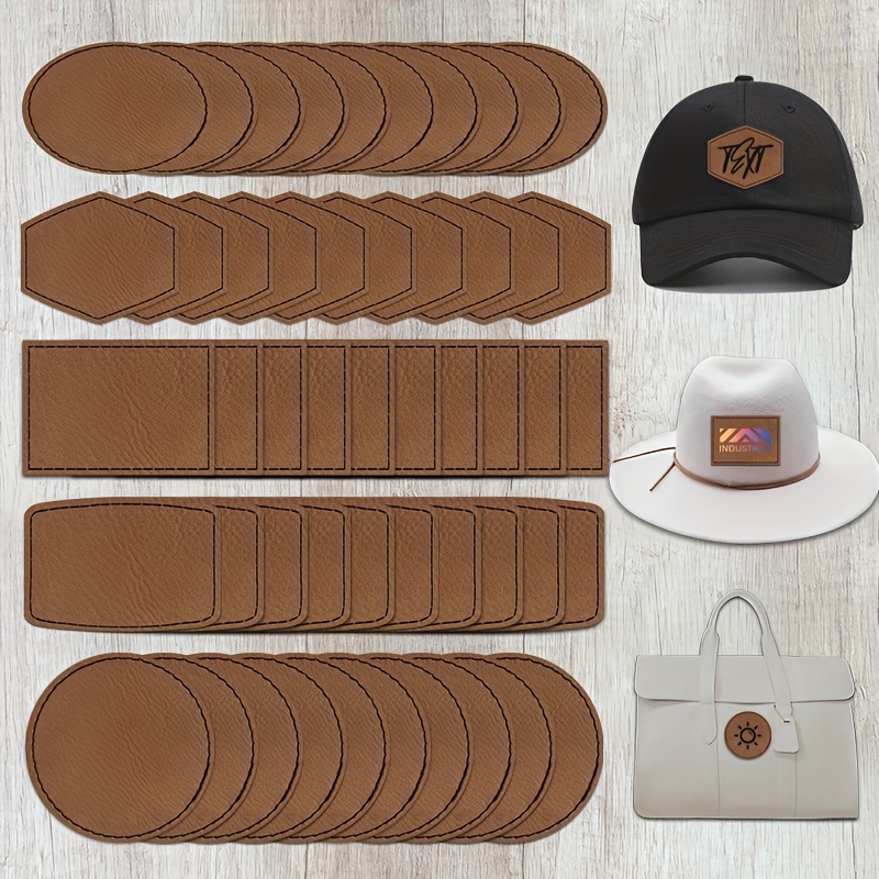 90 Pcs Leatherette Blank Hat Patches Iron on Leatherette Patch Rustic Faux  Leather Patches for Jacket Backpack 