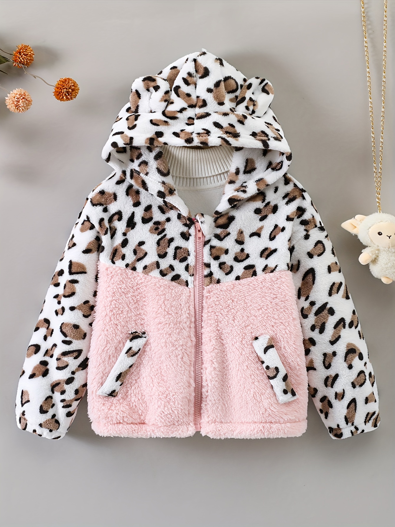 Comfy Girls Leopard Print Open Front Outerwear + Solid Top + - Temu