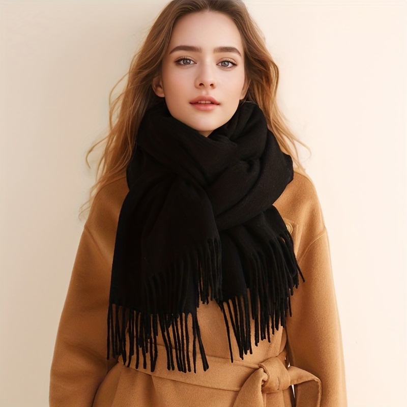 Women's Fashion Long Shawl Scarf Big Grid Winter Warm Scarves Lattice Large  Thermal Wraps Casual Soft Neckerchief