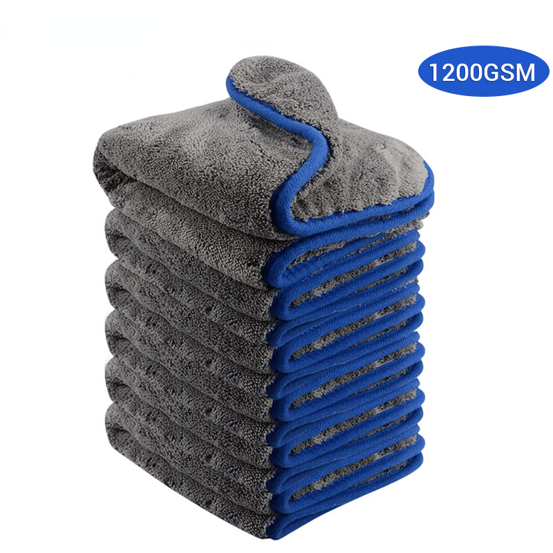 Car Drying Towel Thick Reusable and Washable Super Absorbent Chamois Cloth  Hemming for Interior Car Wash Household Accessory gray 30cmx30cm