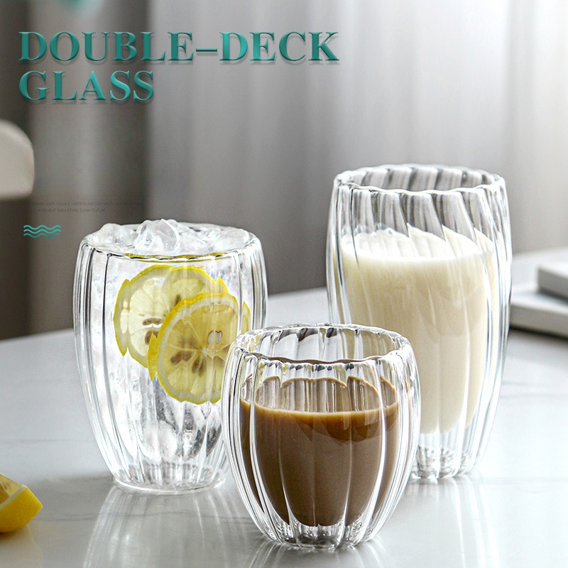 Ribbed Glass Coffee Mug Premium Classical Vertical Stripes - Temu