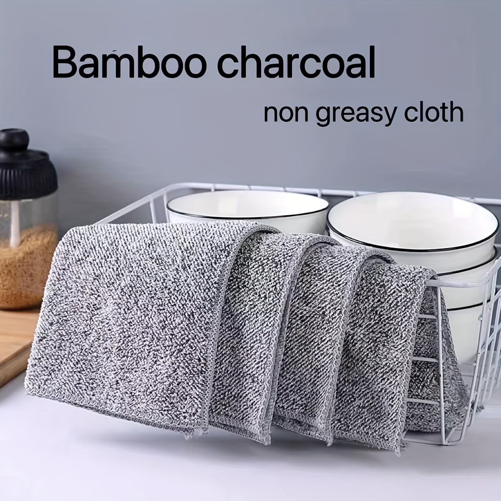 1/3Pcs Bamboo Charcoal Towel Kitchen Soft Fluff Rags Non-Stick Oil