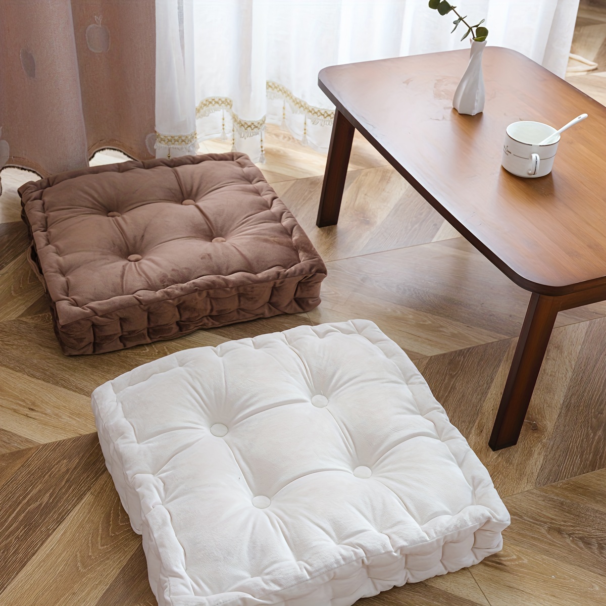 Square Floor Cushions with Handle - Set of 4