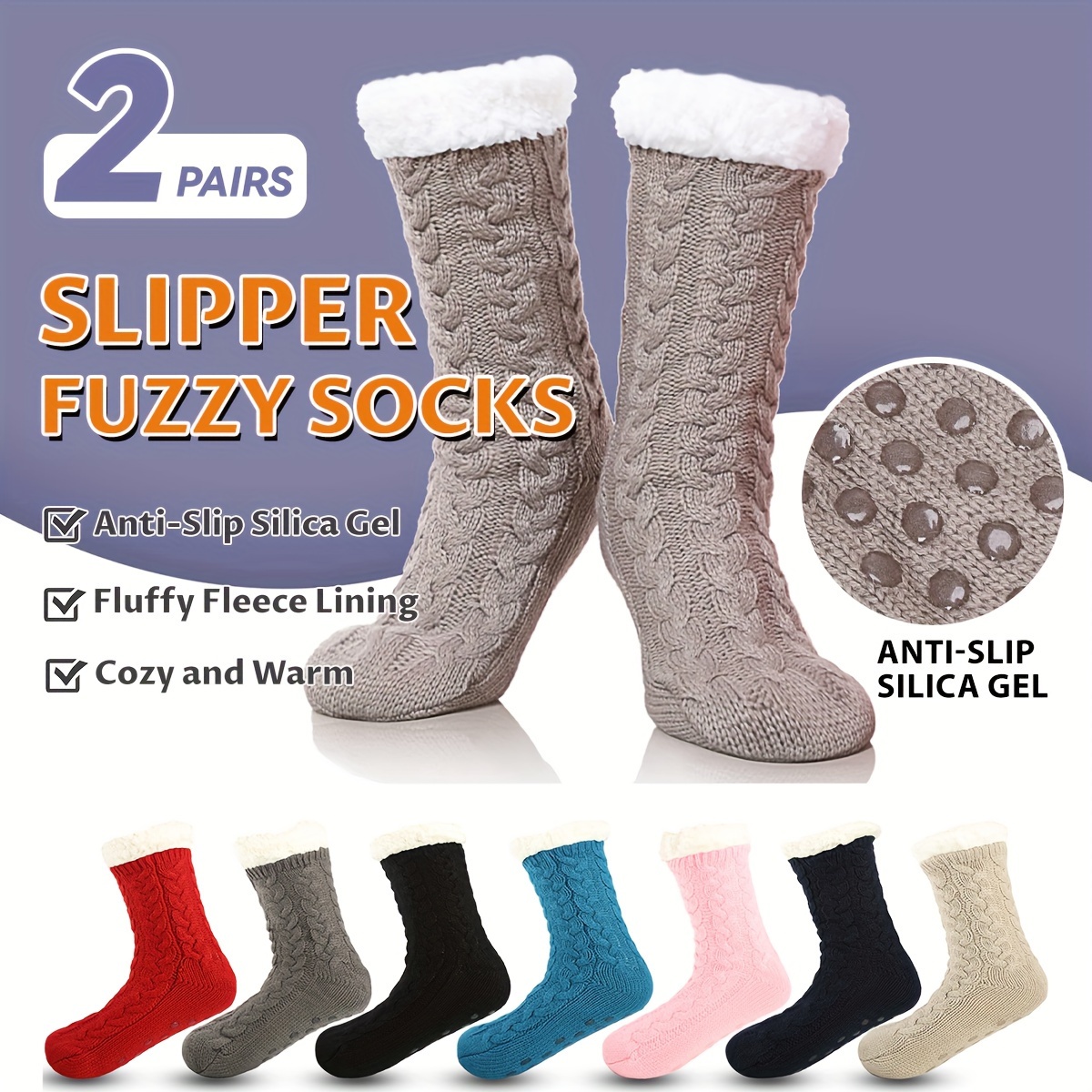 Mens Slipper Socks Winter Cable Knit Non Skid Warm Slipper Socks Cozy Soft  Indoor Socks Fluffy Sherpa Shoes, Shop On Temu And start Saving