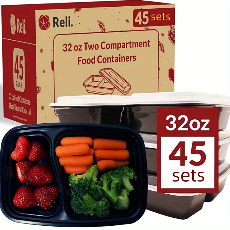 Reli. Meal Prep Container Bowls, 16 oz. (50 Pack) - Reusable 16 oz Meal  Prep Bowls/Food Containers - Microwavable Bowls with Lids, Black Food  Storage Containers (Black) 