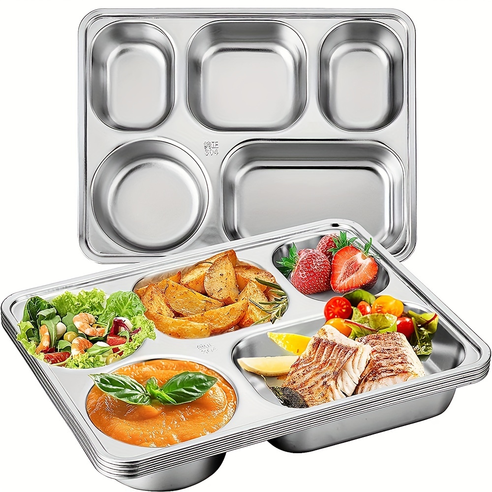Cute Canteen Plate Food Containers Dining Hall Tray With Compartments And  Lid Lunch Box Restaurant Buffet