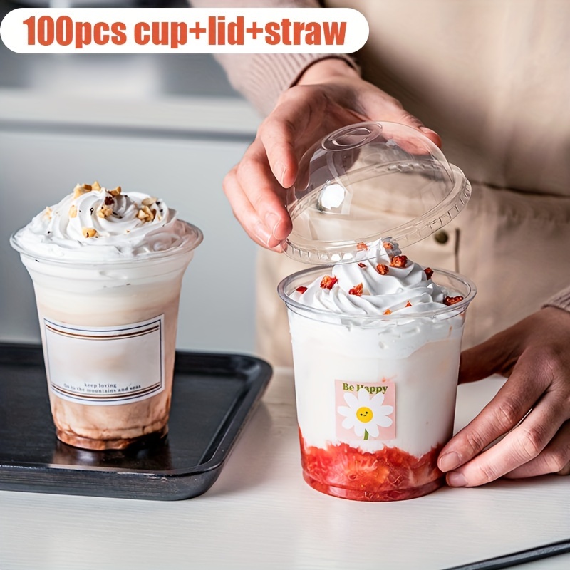 Plastic Cups With Lids And Straws, Disposable Cups For Iced Coffee,  Smoothie, Milkshake, Cold Drinks Clear - Temu Mexico