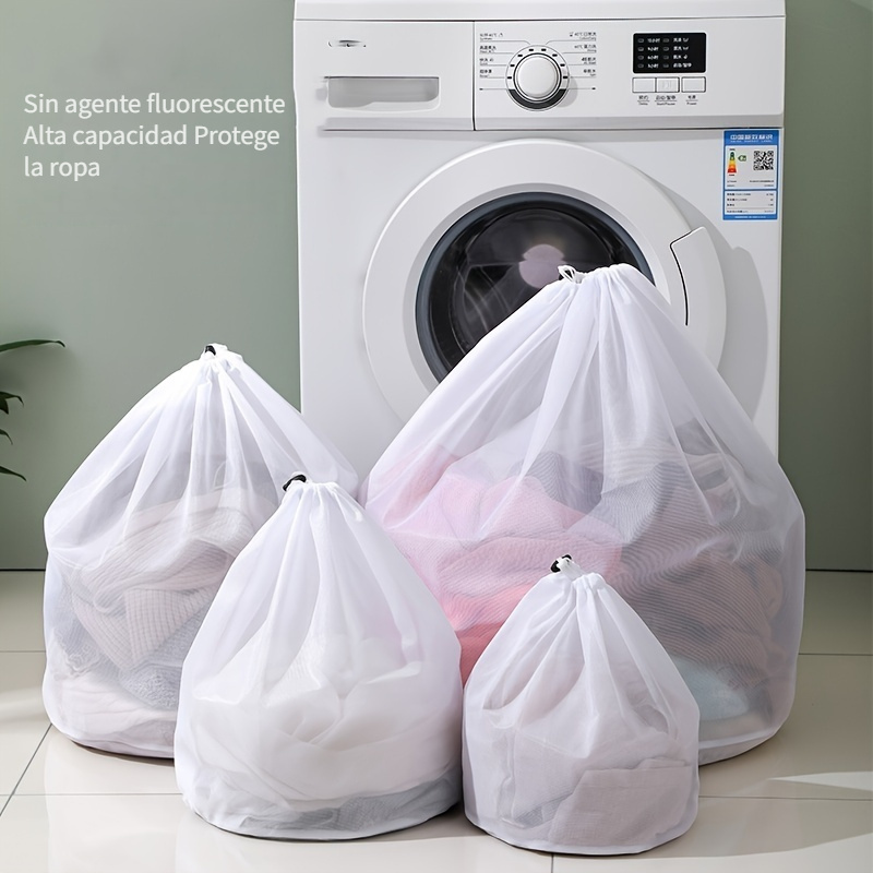 Bolsa de lavandería de malla con cordón para ropa delicada, lavadora,  viajes, universidad, ropa sucia/red de gran tamaño, resistente,  reutilizable