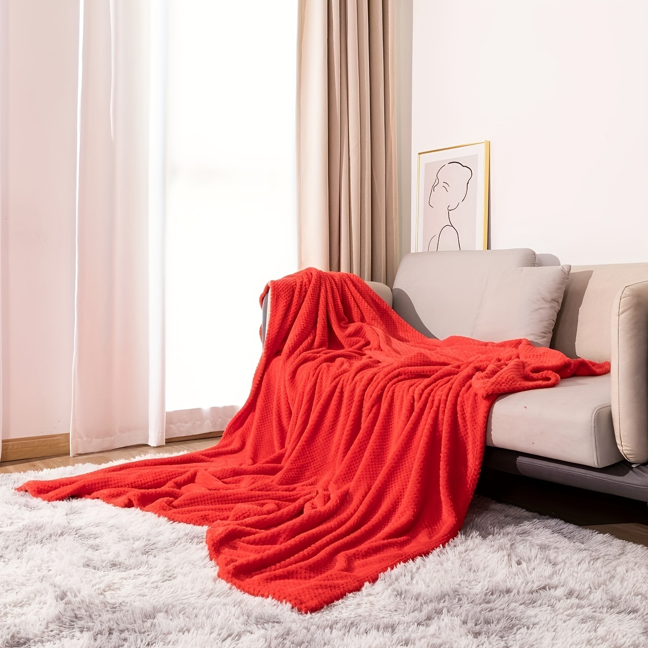 Dorm Decor Blanket Utopia Red Blanket Sofa Blanket TV 